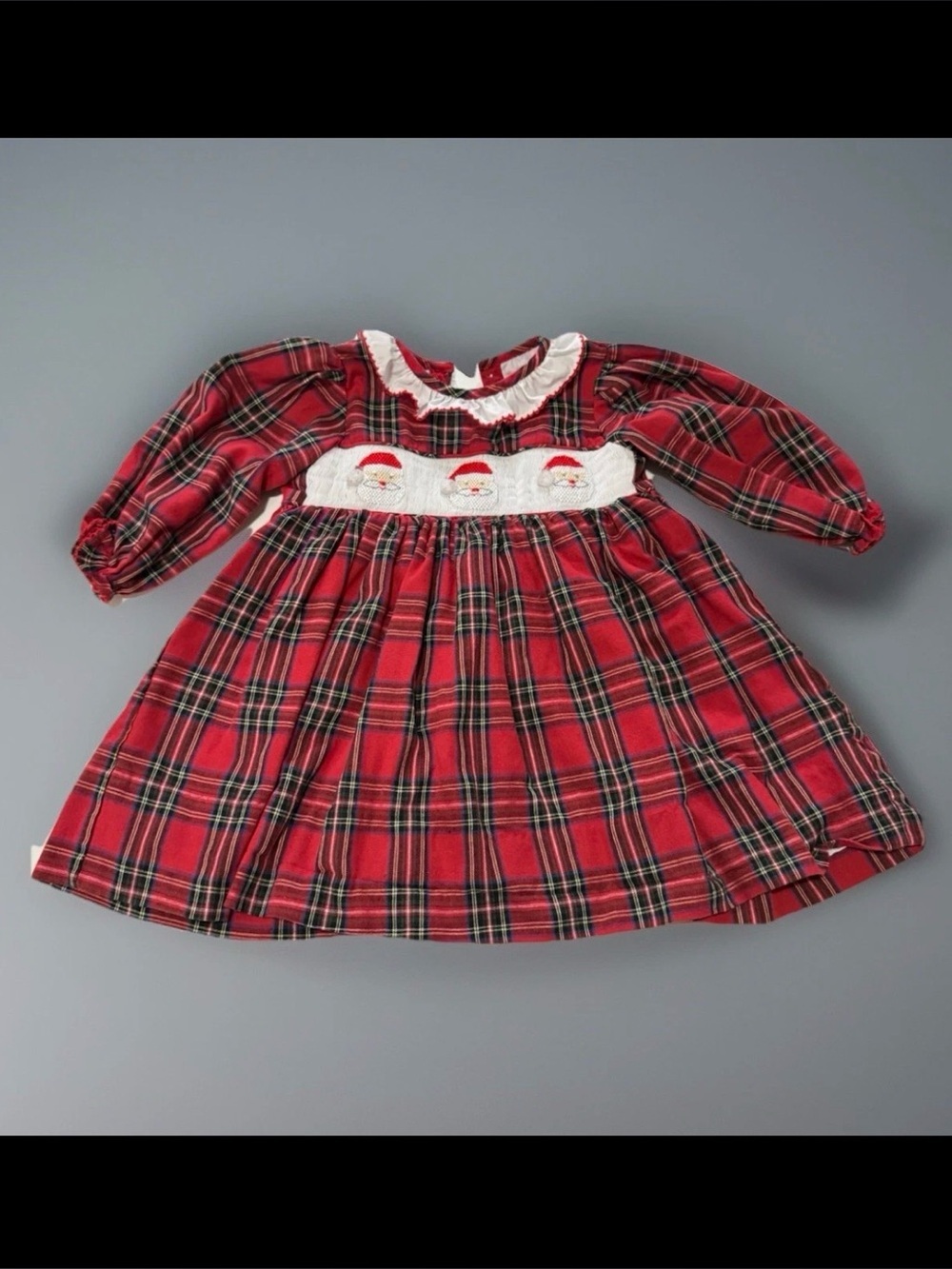 Cecil and Lou Christmas Plaid Smocked Santa Dress Size 2 Lined Holiday